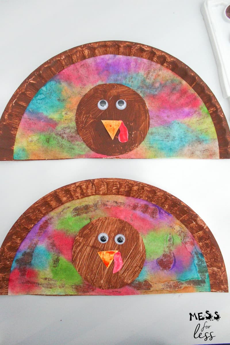 paper plate turkey craft for kids - mess for less